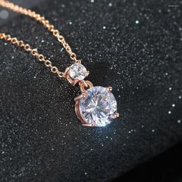 Chains Wedding Nceklace For Women Simple Classic Round Zirconia Rose Gold Color Choker Chain One The Neck Crystal Bridal Jewelry