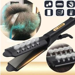 Curling Irons FourGear Adjustable Temperature Ceramic Steam Hair Curler Straightener Brush Home Flat Iron Comb Tools 230517