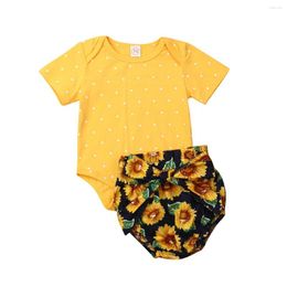 Clothing Sets 2023 Latest Fashion Summer Lovely Cute Baby Girl Clothes Romper Top Jumpsuit Pant Infant Kids 2Pcs Floral Outfit Set