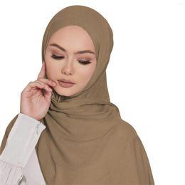 Ethnic Clothing Ramadan Jersey Hijab Scarf For Muslim Women Chiffon Shawls Easy Voile Head Wraps Scarves Islamic Accessoires