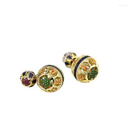 Stud Earrings Colourful Zircon Hollow Ball For Women 925 Silver Needle Super Flash Design 2 Wearing Type Jewellery Gift