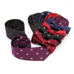 Bow Ties Man's Narrow Edition Halloween Skull 6cm Tie 12 Bowtie 8 18cm Pocket Square Insert 3pc Set Holiday Gifts