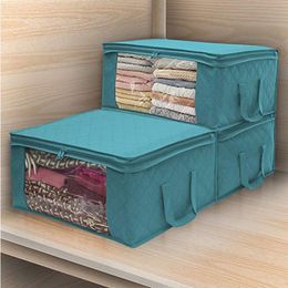 Storage Boxes Bins Large Capacity Clothing Storage Box Folding Non Woven Fabric Quilts Clothes Organiser Case With Zipper Organiseurs De Rangement 230517