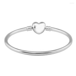 Bangle Bangles 925 Sterling-Silver-Jewelry Moments Silver Bracelet With Heart Clasp Fits Charm Beads