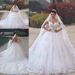 Middle East Arabic Ball Gown Wedding Dresses Cap Sleeves Sweetheart Backless Vintage Lace Appliques Princess 2019 Bridal Gowns269C