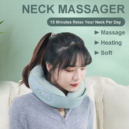 Full Body Massager Neck Massage Pillow Electric Massager Knead Heating UShaped Travel Pillow Airport Portable Cervical Massager Relax Health Care 230517