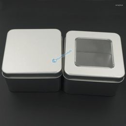 Storage Bottles 5 Pcs / Lot 52mm Square Empty Tinplate Iron Tins Clear View Small Box Spice Case Container