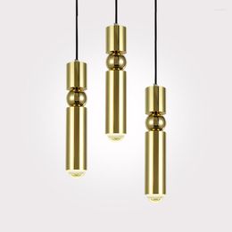 Pendant Lamps Golden Simple Chandelier Restaurant Bar Modern Dining Room Attic Indoor Cylindrical Office Aisle