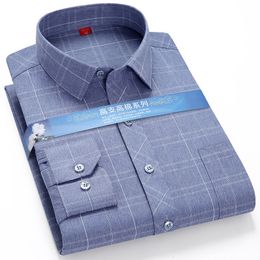 Men's Dress Shirts 7XL 6XL 5XL Larger Size Formal Mens Shirt Long Sleeve Plaid Stripe Print Smart Casual Buttoned Fashion Luxury Social Shirts 230517