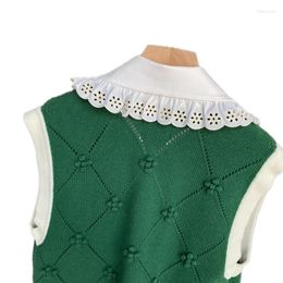 Women's Knits Women Sleeveless Cardigan Vest Summer V-Neck Knitted Embroidery Wool High Street Chic Stunning Fashion Design Trendy S