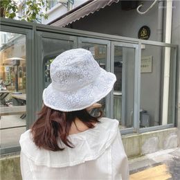 Wide Brim Hats Lace Bucket Hat Women Summer Sun Visor Fashion Fisherman Elegant Floral With Ribbon Floppy Cap Holiday Luxury Designer