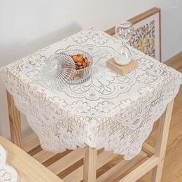 Table Cloth Retro Crochet Lace White Tablecloth Knitted Bedside Cover Coffee Desk Desktop Home Decoration For Bedroom