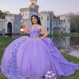 Purple Quinceanera Dresses Ball Gowns For Sweet 16 Girls Vestido De 15 Anos Appliques Beads Sequined Birthday Party Prom Dress