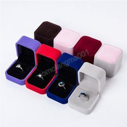 Velvet Ring Box Jewellery Gift Boxes Gifts Wrap Square Design Ring Display Show Case Weddings Party Couple Jewelrys Packaging Box