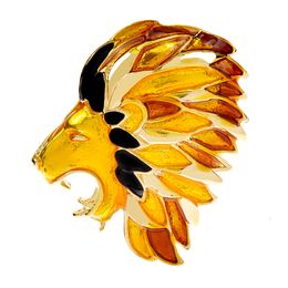CINDY XIANG Enamel Lion Head Brooches For Women Fashion Animal Jewellery Gold Colour New Men Accessories High Quality
