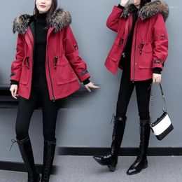 Women's Jackets 2023 Autumn Winter Overcoat Parkas Women Fashion Hooded Thicken Big Fur Collar Outerwear Red Black Coat Female Coats