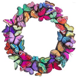 Decorative Flowers Wreath Outdoor Door Animal Farmhouse Butterflies Hanging Welcome