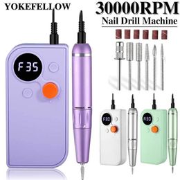 Nail Manicure Set 30000RPM Rechargeable Nail Drill Machine for Polished Exfoliation with LCD Display Low Noise Nail Drill Sander for Gel Nails 230516
