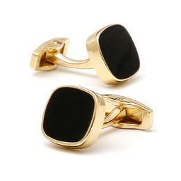 Cufflinks for Men 2023 TOMYE XK23010 Classic Casual Black Golden Square Buttons Formal Dress Shirt Cuff Links Wedding Gifts