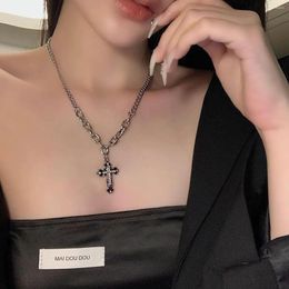 Chains Fashion Hippy Grunge Cross Pendant Necklace For Women Men Long Chain Punk Goth Trendy Accessories Choker Gothic Jewellery