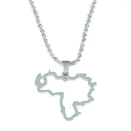 Chains Stainless Steel Venezuela Map Pendant Necklace Country Venezuelan Simple Chain Jewellery