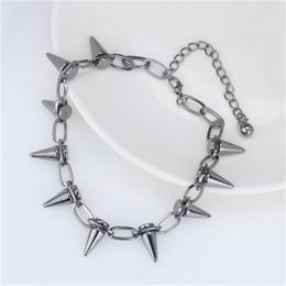 Fashion Punk Handmade Womens Necklace For Spike Rivet Female Chain Necklaces Exaggeration Rock Chokers