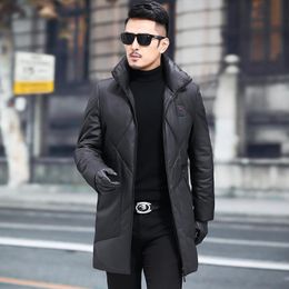 Men's Leather & Faux Jacket Sheepskin Genuine Men Winter Duck Down Coat Mens Chaqueta Cuero Hombre 855608 YY703