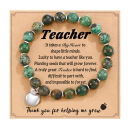 2023 New Teacher Appreciation Gifts Natural Stone Teacher Beaded Bracelet Gifts for Women Thank You Teacher Gifts Bulk