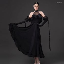 Stage Wear 2023 Ballroom Dance Dress Women Modern Waltz Performance Clothing Adult Black Competition Prom BL10578