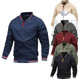 Men's Jackets Fashion Bomber Jacket Men Casual Zip Windbreaker Coat Spring Autumn Outwear Stand Collar Slim Military