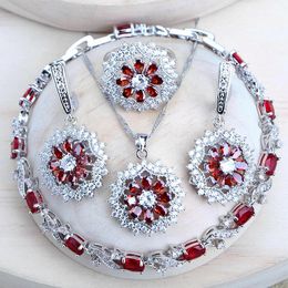 Wedding Jewellery Sets Silver 925 Bridal Jewellery Sets Cubic Zirconia Costume Jewellery Wedding Rings Earrings Pendant Bracelets Necklace For Women 230516