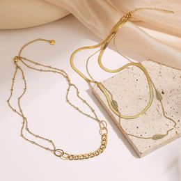 Choker BUY High Quality Gold Colour Non-fading 316L Stainless Steel Multilayer Necklaces For Elegant Women Wedding Jewellery