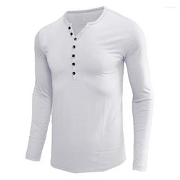 Men's T Shirts 2023 Men Tee Shirt Casual Sports Long Sleeve Tee&Tops Stylish Slim Party Buttons Cotton T-Shirt Autumn Male Clothing