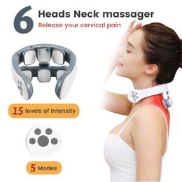 Back Massager 6 Heads Neck Massager Cervical Massager Multifunctional Electric Massager for Rechargeable Massage Neck HealthCare Pain Relief 230517