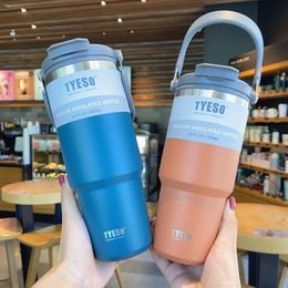 Water Bottles Tyeso Coffee Cup Thermos Bottle Stainless Steel Doublelayer Insulation Cold And Travel Mug Vacuum Flask Car Water Bottle 230516