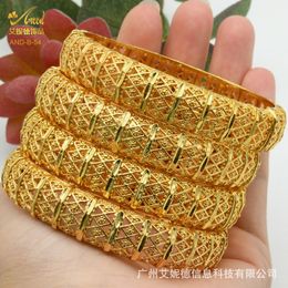 Bangle Dubai Bride 24K Alloy Hollow out Bracelet Arabic Women's Jewellery Gold Bracelet 230217