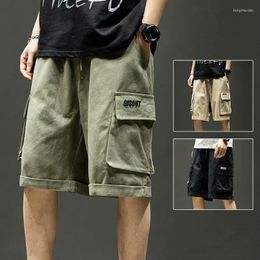 Men's Shorts Cargo Mens Casual Elastic Waist Knee Length Pants Cotton Gym Summer Men Underwear Short Streetwear