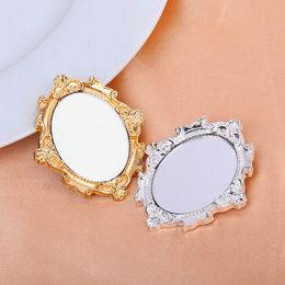 Vintage Gold Sliver Color Mirror Metal Brooches For Women Elegant Baroque Painting Brooch Pins Female Jewelry Accessories Gifts