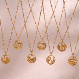 Pendant Necklaces Arrival Fashion 18K Gold Plated Stainless Steel Jewelry Famous City Paris York Coin Necklace For Women