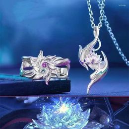 Chains Battle Through The Heaven Fights Break Sphere Xiao Yan Lotus Ring Pendant Necklace Silver Plated Anime Cos Jewellery Gift