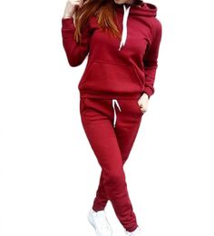 Women's Hoodies & Sweatshirts IMCUTE Solid Women Tracksuit Casual Sweatshirt Pant Set Lounge Wear Sport Suit 2PCS Autumn Winter Clothes