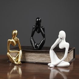 Decorative Objects VORMIR Thinker Resin Statue Nordic Abstract Figurine Crafts Home Modern Art Sculpture Living Room Desktop Decoration Accessories 230516