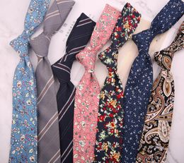 Bow Ties Tide British Style 6/7CM Flower Pattern Print Cotton Necktie For Man Woman Casual Daily Party Tie Gift