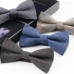 Bow Ties Women Men Tie Plaid Style Cotton Bowties Casual Butterfly Tartan Strip Colourful Business Wedding Gift