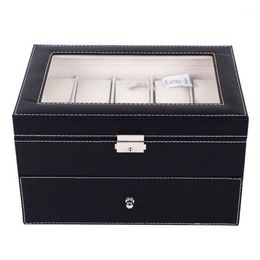 20 Grids PU Leather Watch Box Case Professional Holder Organiser for Clock Watches Jewellery Storage Boxes Case Display1218R