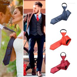 Bow Ties Solid Colour Tie For Men Business 5cm Zipper Necktie Wedding Formals Neck