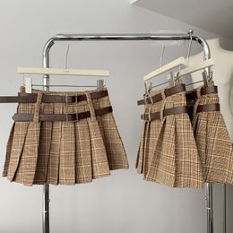 Skirts Women's Vintage School Style Plaid Short Skirt Summer Autumn Lady High Street A Line Pleated Mini Skirt 230516