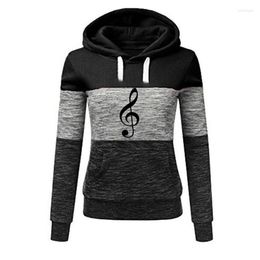 Women's Hoodies Casual Autumn Sweet Long Sleeve Tops Music Note Letter Print Women Splice Sweatshirts Femmes Student Gift