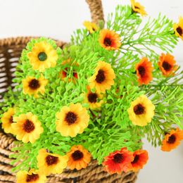 Decorative Flowers Artificial Daisy Flower Silk Sunflower Bouquet For Wedding Decoration Scrapbook DIY Wreath Crafts Fake