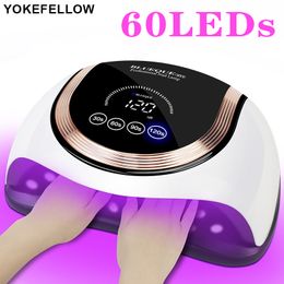 Nail Dryers UV LED Nail Lamp Dryer For Acrylic Nail Gel Polish With High Capacity Powerful Nail Art Equipment 60LEDs Manicure Machine 230516